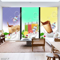 Tranh dán tường quán trà sữa đẹp