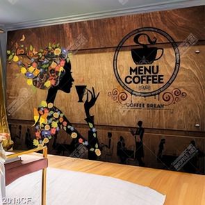 Tranh dán tường nghệ thuật trang trí quán coffee