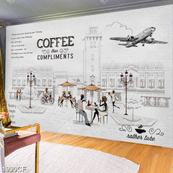 Tranh dán tường quán coffee phong cách Châu Âu