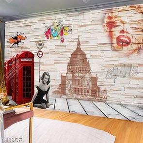 Tranh dán tường thiêu nữ trang trí quán KRAOKE