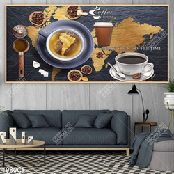 Tranh tranh ghép ly coffee treo tường
