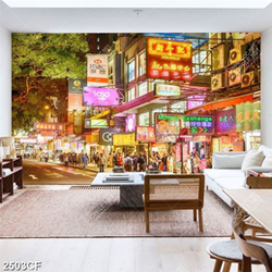 Tranh phố đêm nhộn nhịp