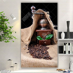 Tranh hạt cà phê và dụng cụ xay tay Kaffee