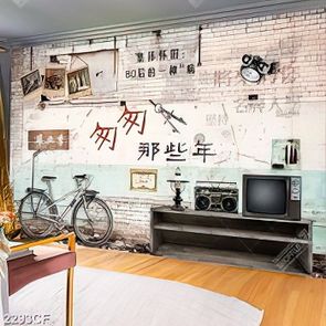 Tranh derco bức tường gạch trắng