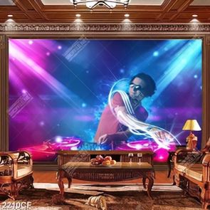 Tranh 3d trang trí quán bar nam DJ