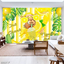 Tranh dán tường quán trà chanh