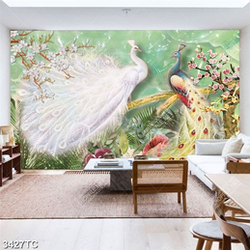 Tranh đôi chim công và hoa đào