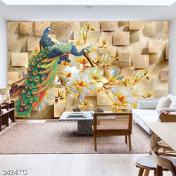 Tranh hoa mẫu đơn và đôi chim công