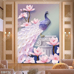 Tranh chim công và hoa mộc lan