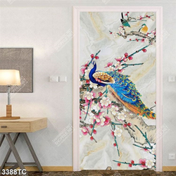 Tranh chim công trên cây đào in chất lượng cao