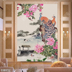 Tranh đôi công và hoa mộc lan