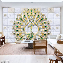 Tranh 3D chim công in gạch đẹp