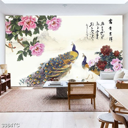 Tranh hoa mẫu đơn và đôi công