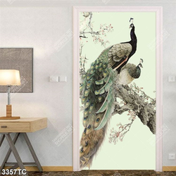 Tranh đôi chim công trên cây hoa