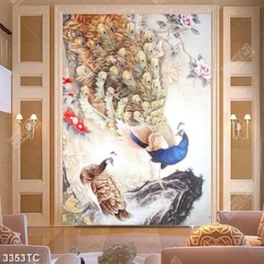 Tranh sơn dầu đôi chim công