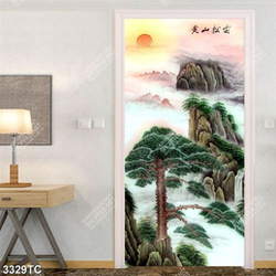 Tranh sơn dầu cây tùng và núi