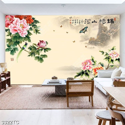 Tranh hoa mẫu đơn nền tranh phong thủy