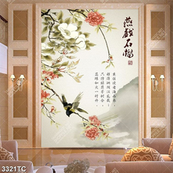 Tranh hoa và chim thư pháp