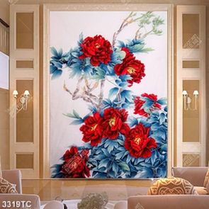 Tranh sơn dầu hoa mẫu đơn