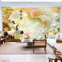 Tranh chim Hạc và nền gỉa ngọc