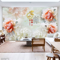 Tranh 3D hoa mẫu đơn giả ngọc đẹp