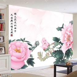Tranh hoa đào và chữ thư pháp Tranh hoa đào và chữ thư pháp