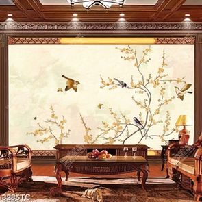 Tranh hoa đào và chim én