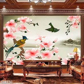 Tranh hoa mộc lan và chim