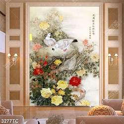 Tranh chim và hoa hồng