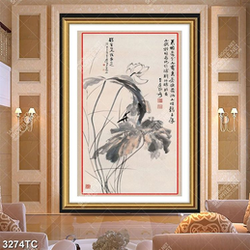 Tranh thư pháp hoa Sen