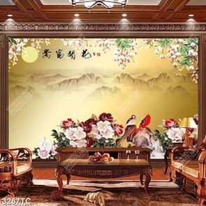 Tranh chim công và hoa tử đằng