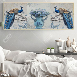 Tranh ghép chim công và bình hoa