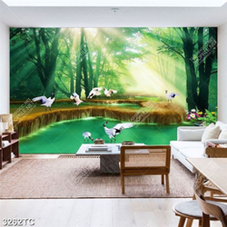 Tranh chim Hạc và rừng cây