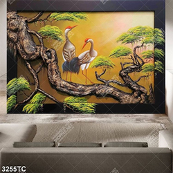 Tranh sơn dầu chim Hạc in canvas