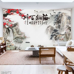 Tranh hoa đào và cảnh phong thủy