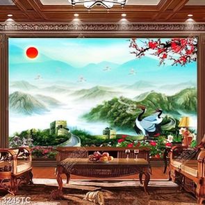 Tranh vạn lý trường thành và hoa đào