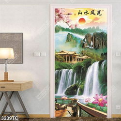 Tranh thác nước phong thủy thư pháp