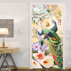 Tranh giả ngọc chim công và hoa mẫu đơn