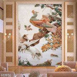 Tranh chim công điêu khắc trên đá