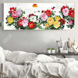 Tranh hoa mẫu đơn in trah thêu đẹp