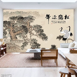 Tranh chim Hạc và cây tùng