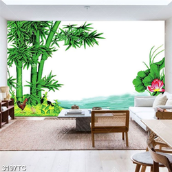 Tranh cây tre và hoa Sen