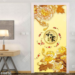 Tranh cá chép Koi và hoa mộc lan tài lộc