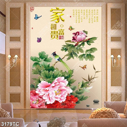 Tranh hoa mẫu đơn thư pháp