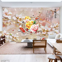 Tranh cá Koi và hoa mộc lan