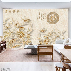 Tranh mẫu đơn xanh nền 3D