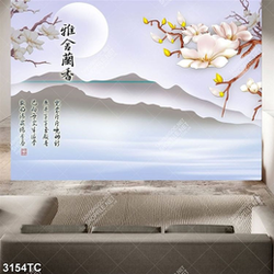 Tranh hoa mộc lan đêm trăng