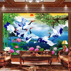 Tranh Hạc và hoa Sen