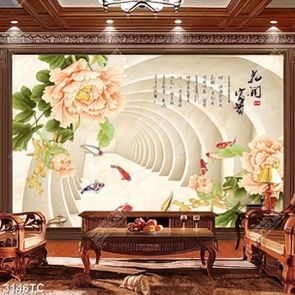 Tranh hoa mẫu đơn nền 3D