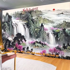 Tranh thủy mặc mừng xuân